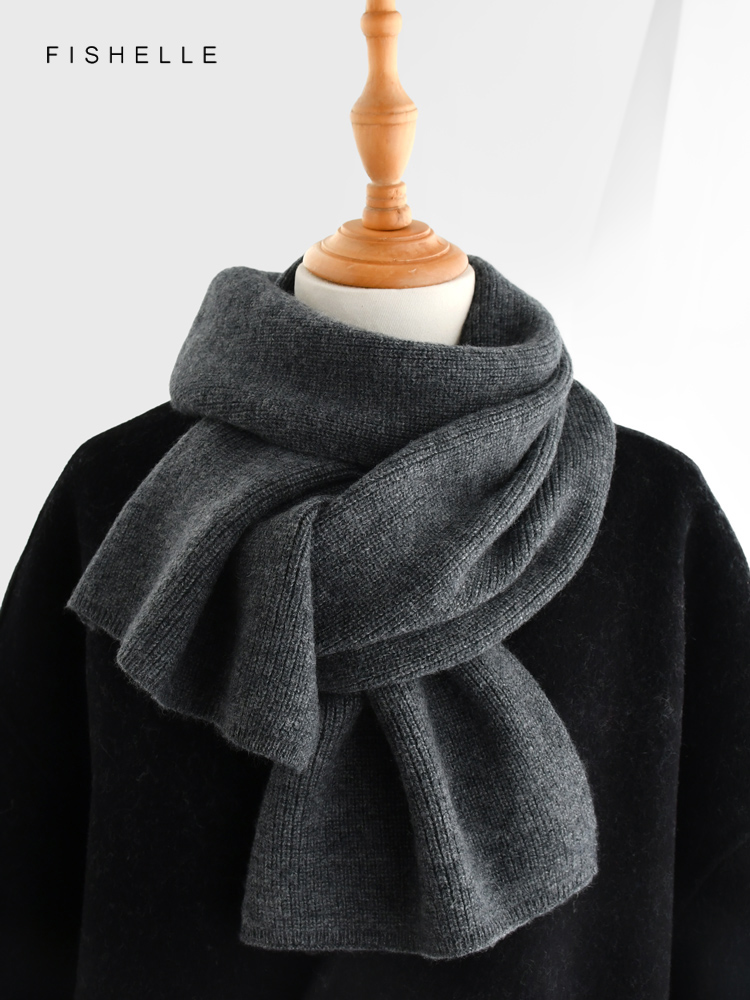 Gray solid color cashmere scar - Wool Scarf Men recension och pris